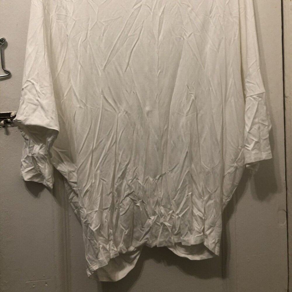GAZE White Ruched Twist Hem 3/4 Sleeve Top Size Large - Picture 6 of 6